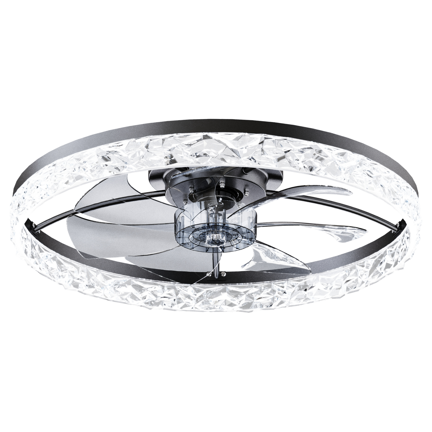 23.6in ceiling fan with crystal ring, chrome finish, remote and app control by HouseOfZazla on Tampa Home & Garden Store
