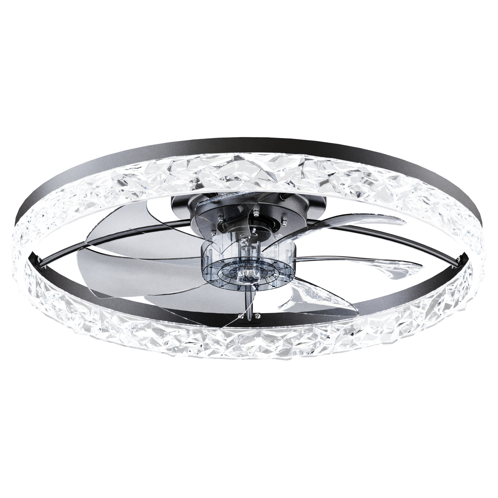 23.6in ceiling fan with crystal ring, chrome finish, remote and app control by HouseOfZazla on Tampa Home & Garden Store