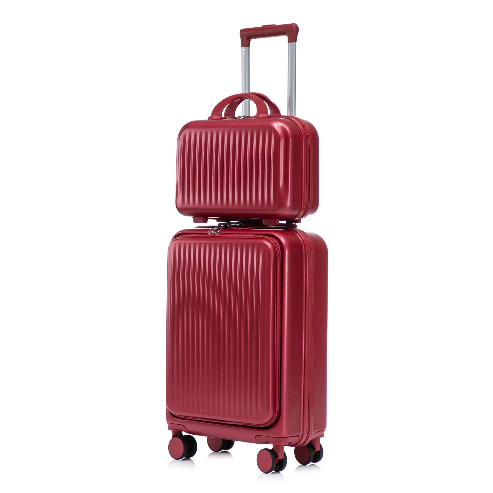 Luggage set red ABS spinner with front-opening design, 2-piece HouseOfZazla on Tampa Home & Garden Store