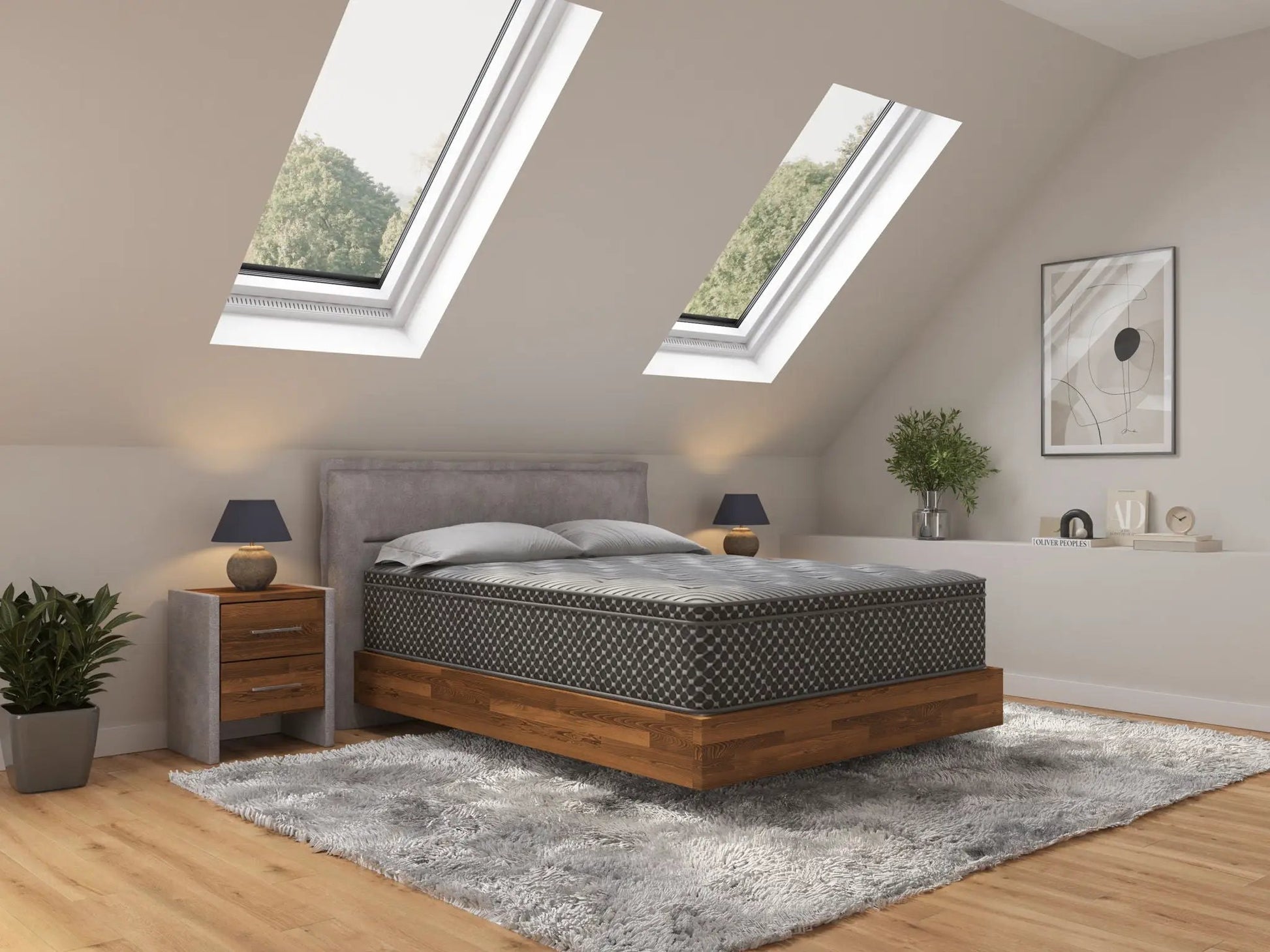 13-inch Quilted Eurotop Hybrid Mattress Plush by Unique Piece Furniture on a platform bed on Tampa Home & Garden Store