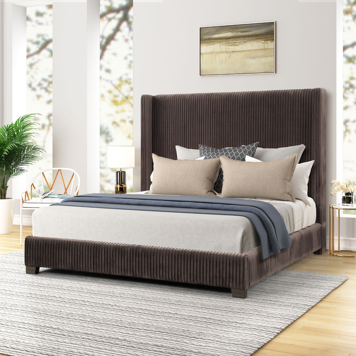 Modern Upholstered Bed And Space Saving Design