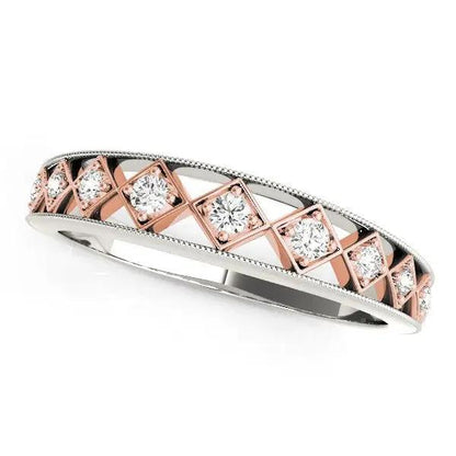 14k white and rose gold diamond wedding band with square rose-gold frames by Bids.com on Tampa Home & Garden Store