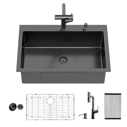 Stainless Steel Kitchen Sink with Pull Faucet