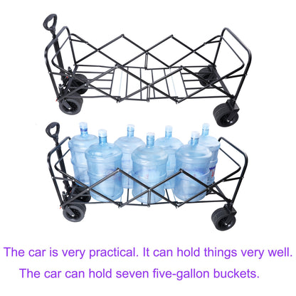 Folding wagon cart with extender, large-capacity, black metal frame for outdoor use on Tampa Home & Garden Store