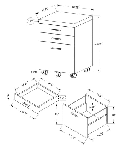 Rolling file cabinet with four drawers on casters; modern office storage, 25.25 in tall on Tampa Home & Garden Store
