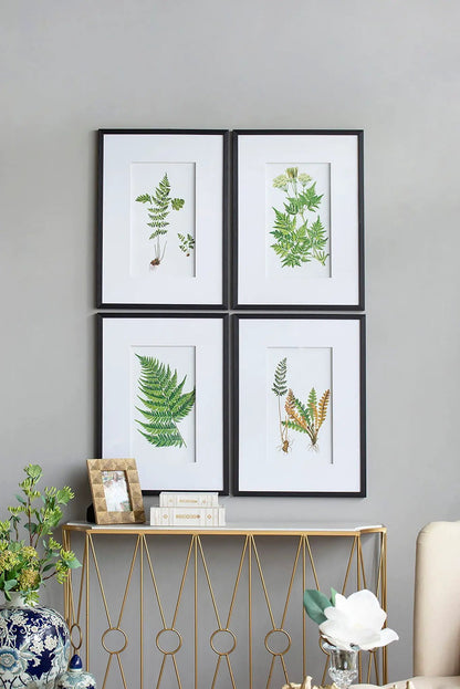 Botanical and Fern Wall Art Set of 4 White Black