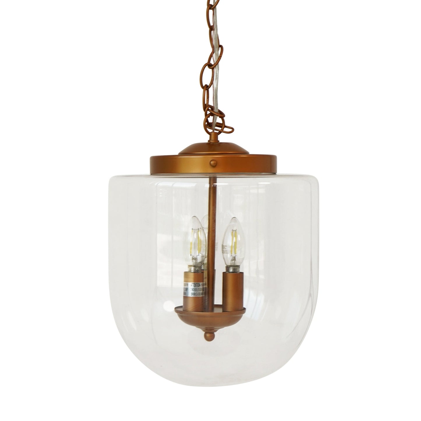 Delphi Pendant Lamp - Coarse copper chain with clear glass shade HouseOfZazla on Tampa Home & Garden Store