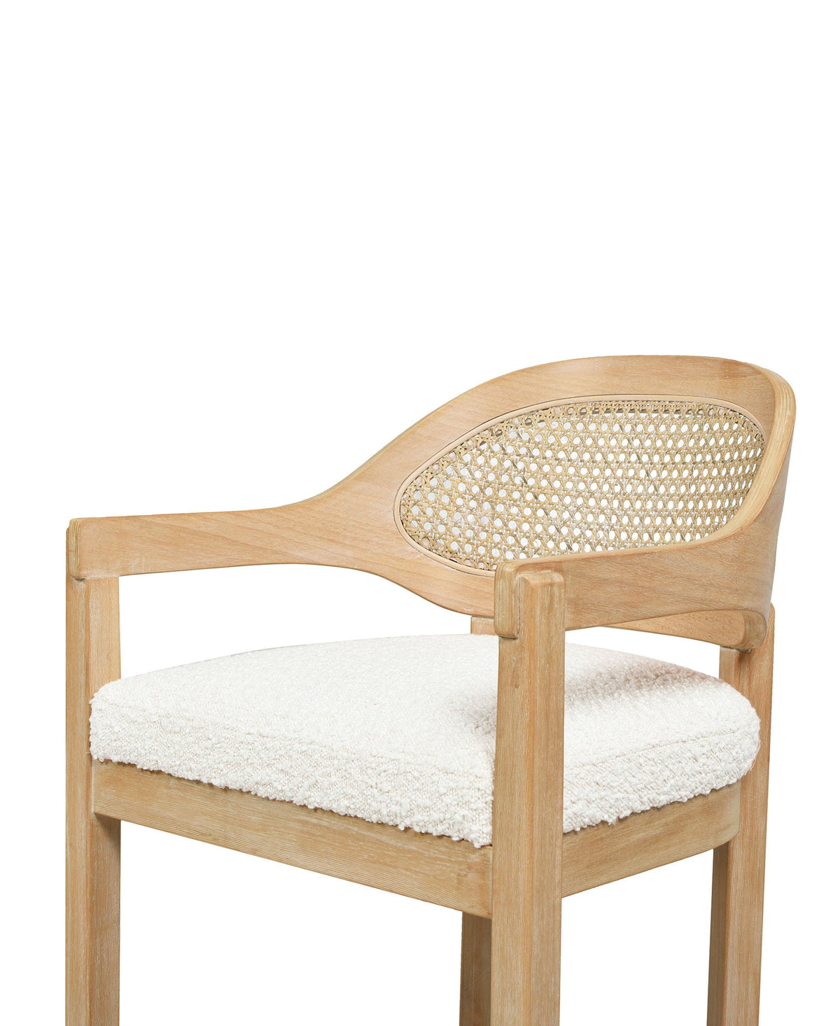 Mid-Century cane back counter stool with light wood frame and beige cushion HouseOfZazla on Tampa Home & Garden Store