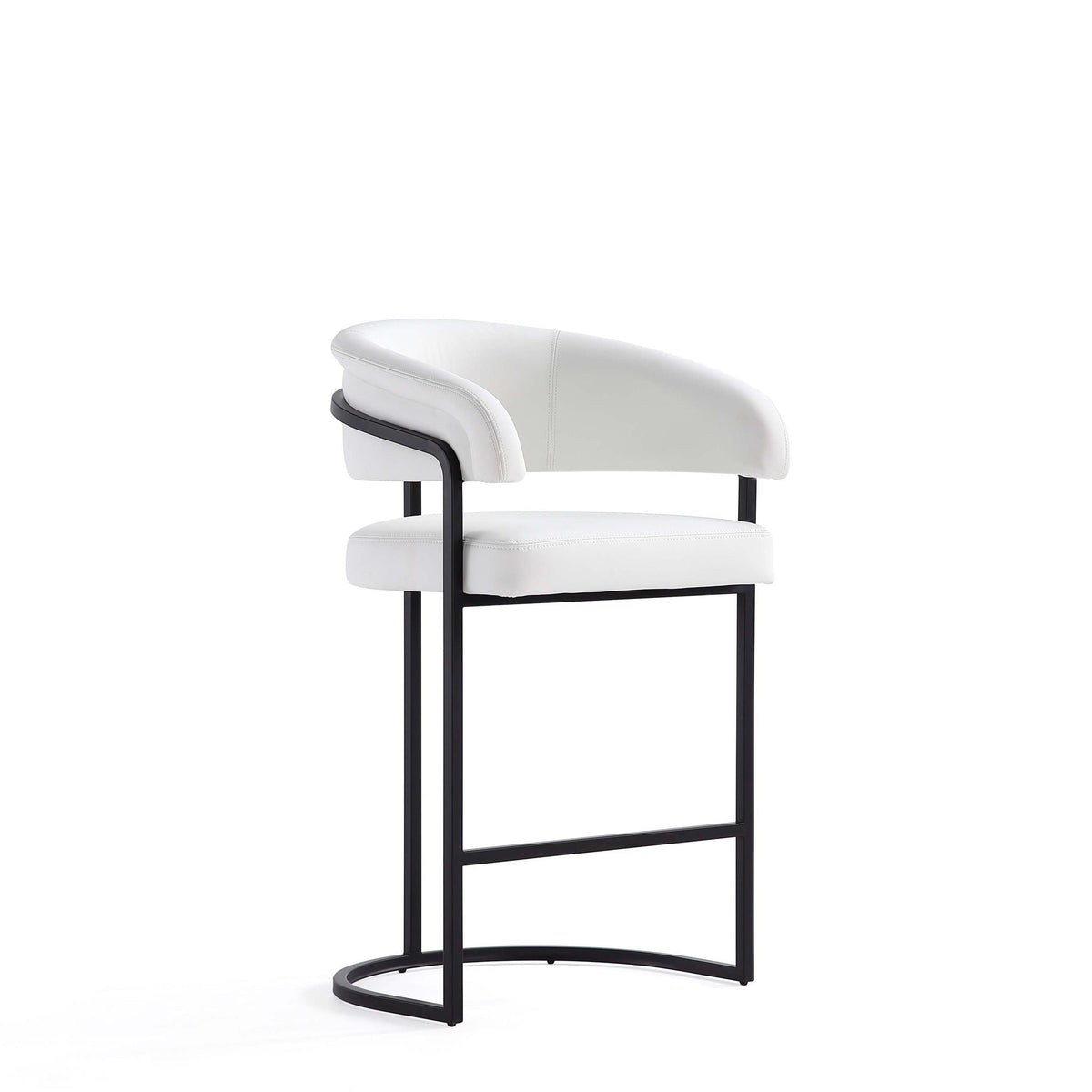 Augusta Counter Stool white upholstery, black metal frame, footrest on Tampa Home & Garden Store