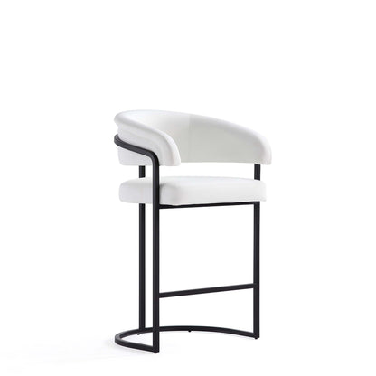 Augusta Counter Stool white upholstery, black metal frame, footrest on Tampa Home & Garden Store