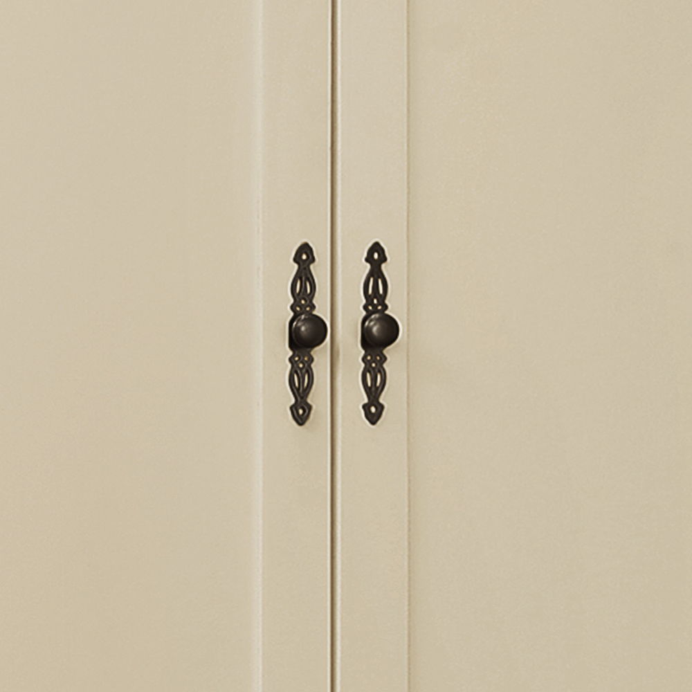 Traditional armoire with hanging bar in beige finish, ornate black metal handles by HouseOfZazla on Tampa Home & Garden Store