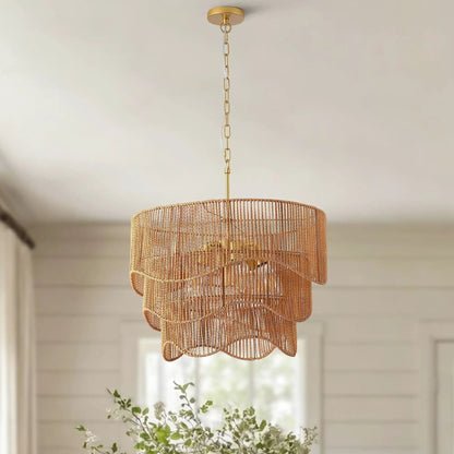 Chandelier With 7 Light E26 Base and Wave Pendant