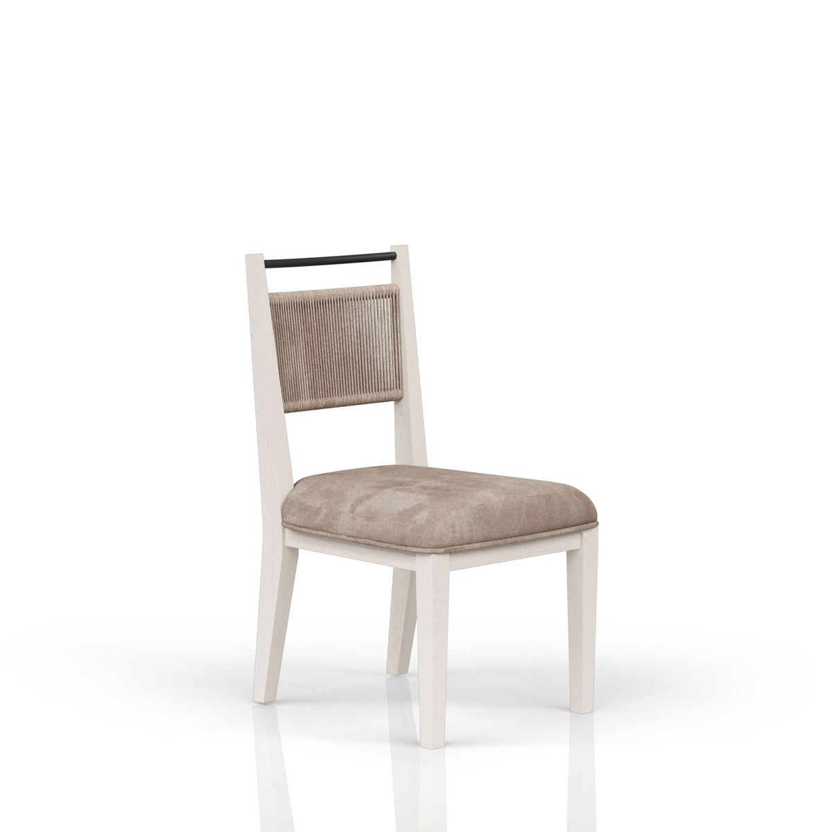 Rope-Back Dining Chair with Whitewashed Solid Wood Frame and beige rope back by HouseOfZazla on Tampa Home & Garden Store