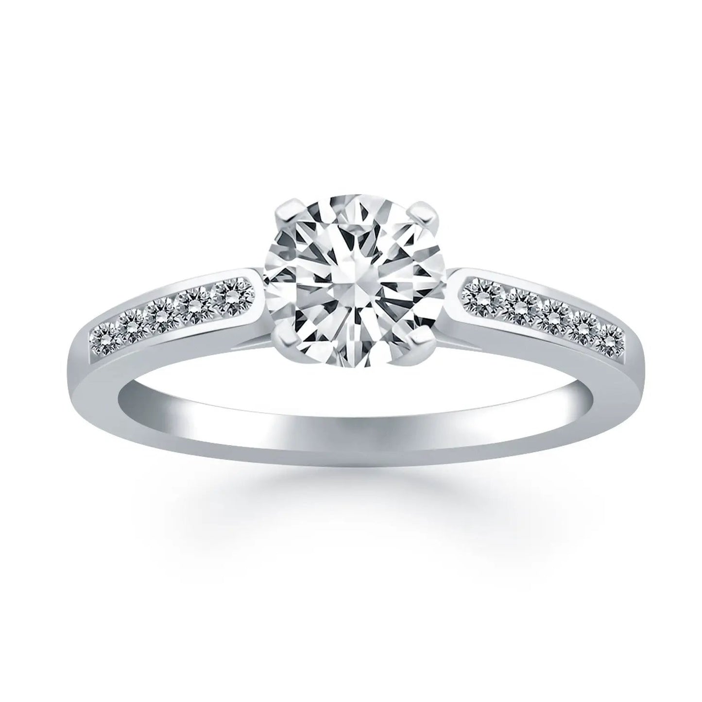 14k white gold diamond channel cathedral engagement ring with pave shoulders by Bids.com on Tampa Home & Garden Store
