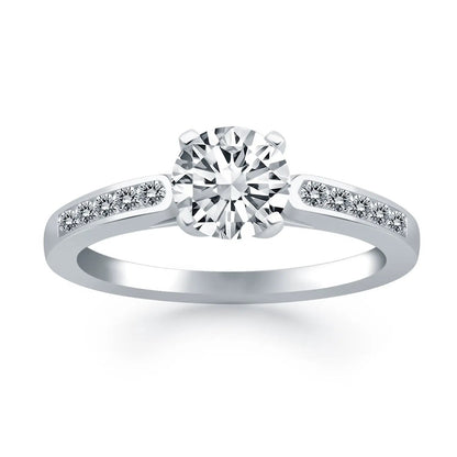 14k white gold diamond channel cathedral engagement ring with pave shoulders by Bids.com on Tampa Home & Garden Store