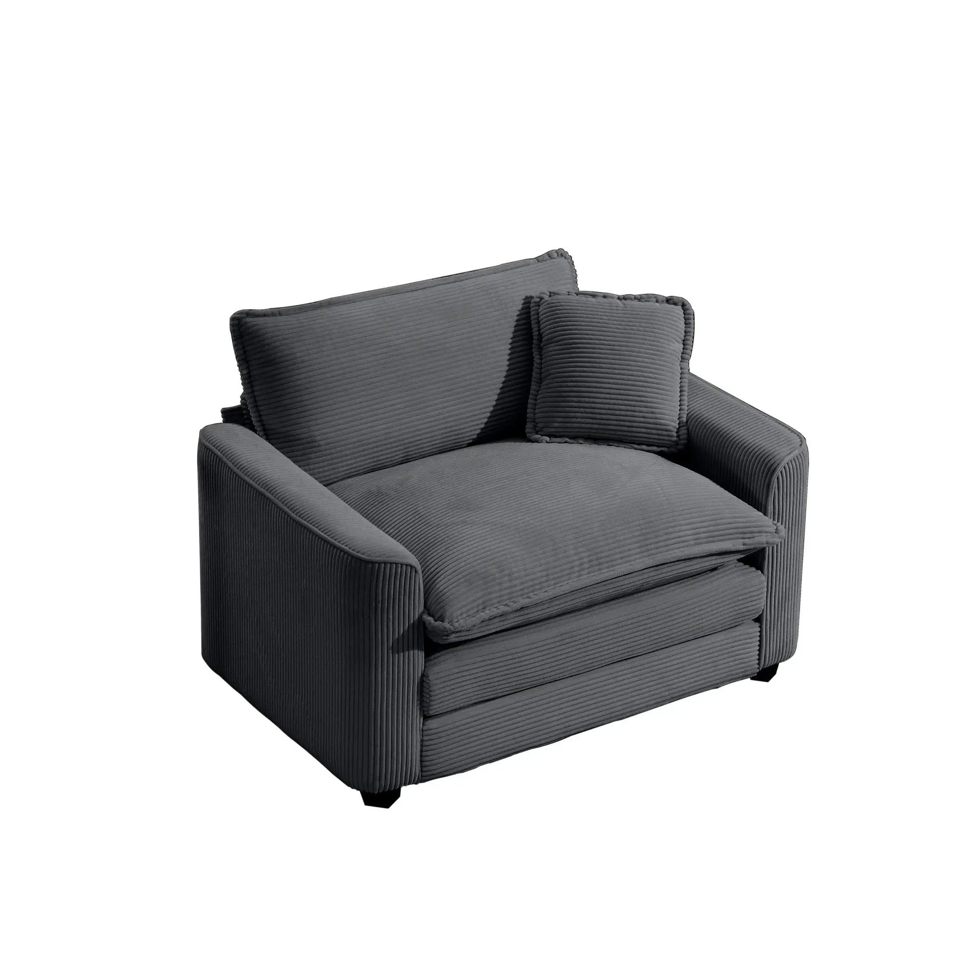 Modern Classic Fabric Single Chair deep seat with pillow, dark gray upholstery on Tampa Home & Garden Store