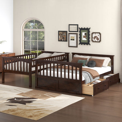 Bunk bed with drawers in dark wood finish by HouseOfZazla, twin beds with built-in storage on Tampa Home & Garden Store