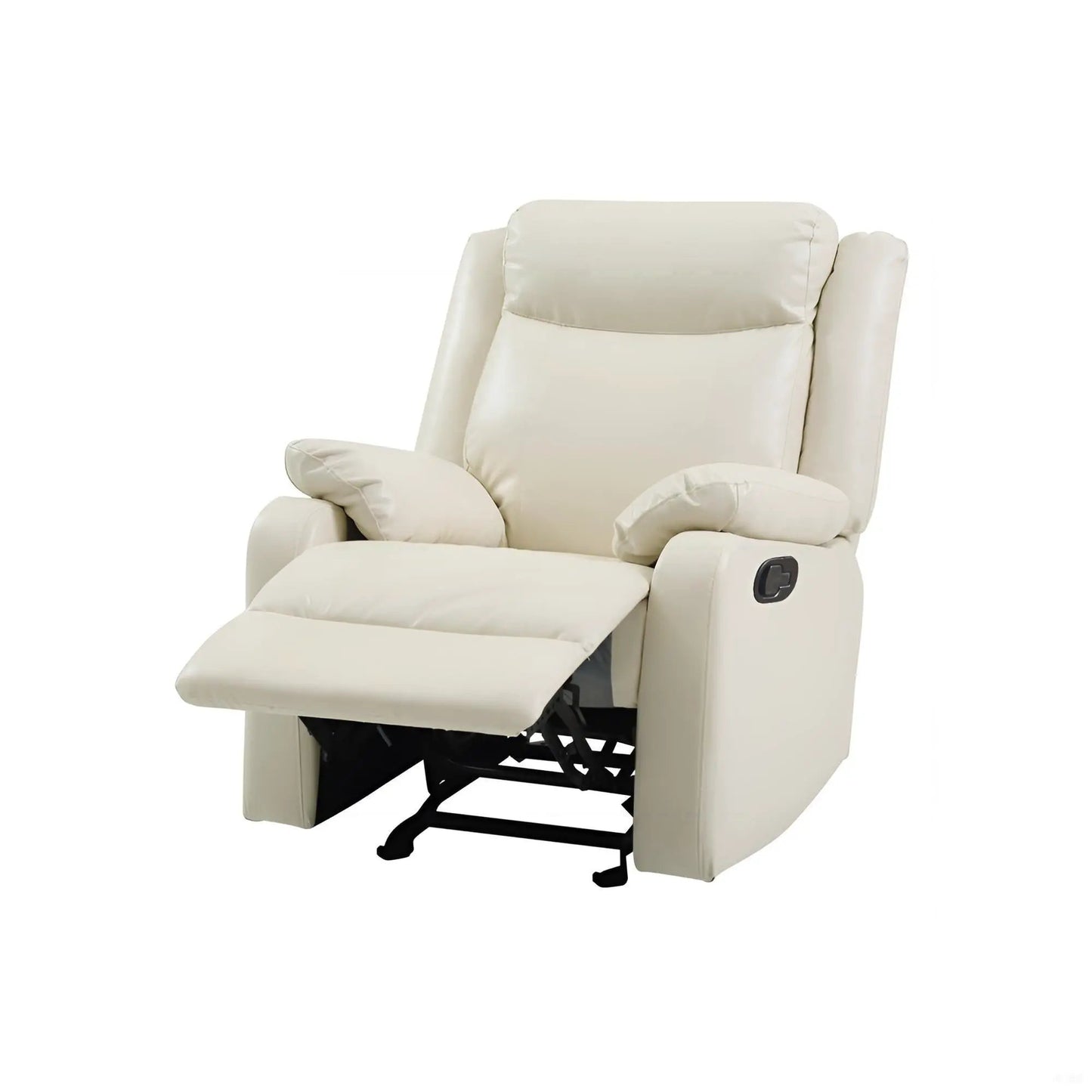 Ward Rocker Recliner cream leather by Unique Piece Furniture with extended footrest on Tampa Home & Garden Store