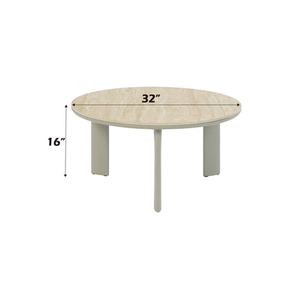 Ingram Ceramic Top Table round coffee table with cream ceramic top and light gray legs by HouseOfZazla on Tampa Home & Garden Store