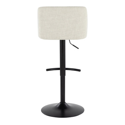 Toriano Contemporary Adjustable Barstool Set of 2 beige fabric with black pedestal base on Tampa Home & Garden Store