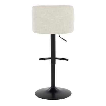 Contemporary adjustable swivel barstool set with beige fabric and black metal base on Tampa Home & Garden Store