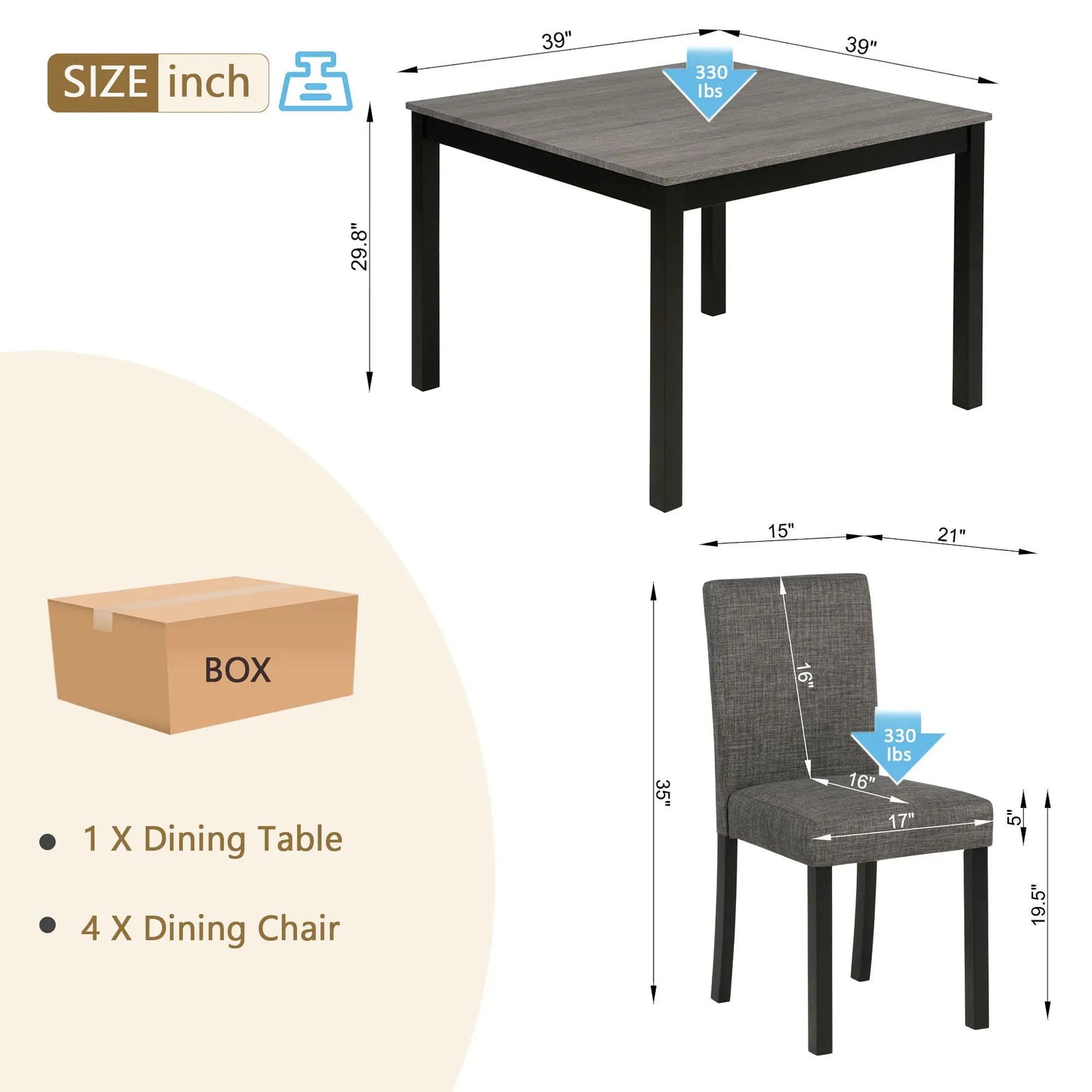 Modern dining table set with upholstered chairs, 5pc dining set by Unique Piece Furniture on Tampa Home & Garden Store
