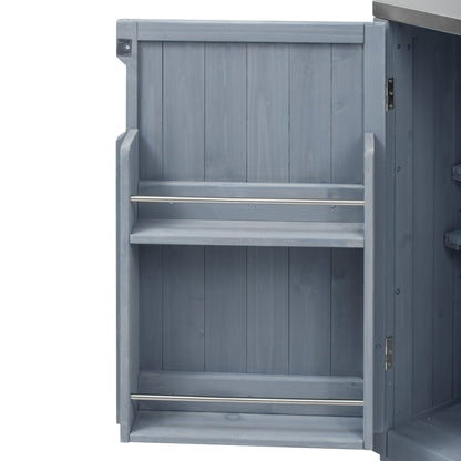 K&K 66.5in outdoor kitchen island blue-gray wood cabinet for Big Green Egg grills HouseOfZazla on Tampa Home & Garden Store