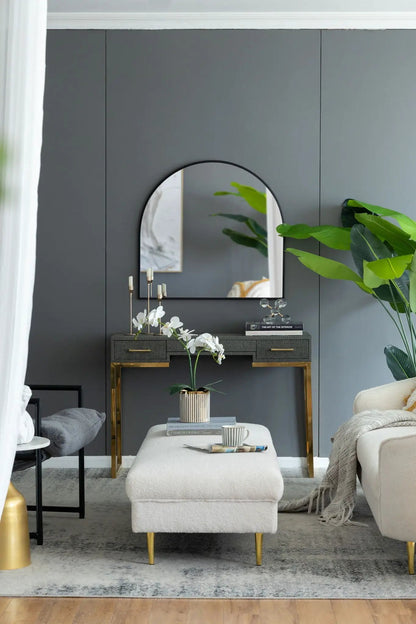 Arched Wall Mirror With Metal Frame Living Room