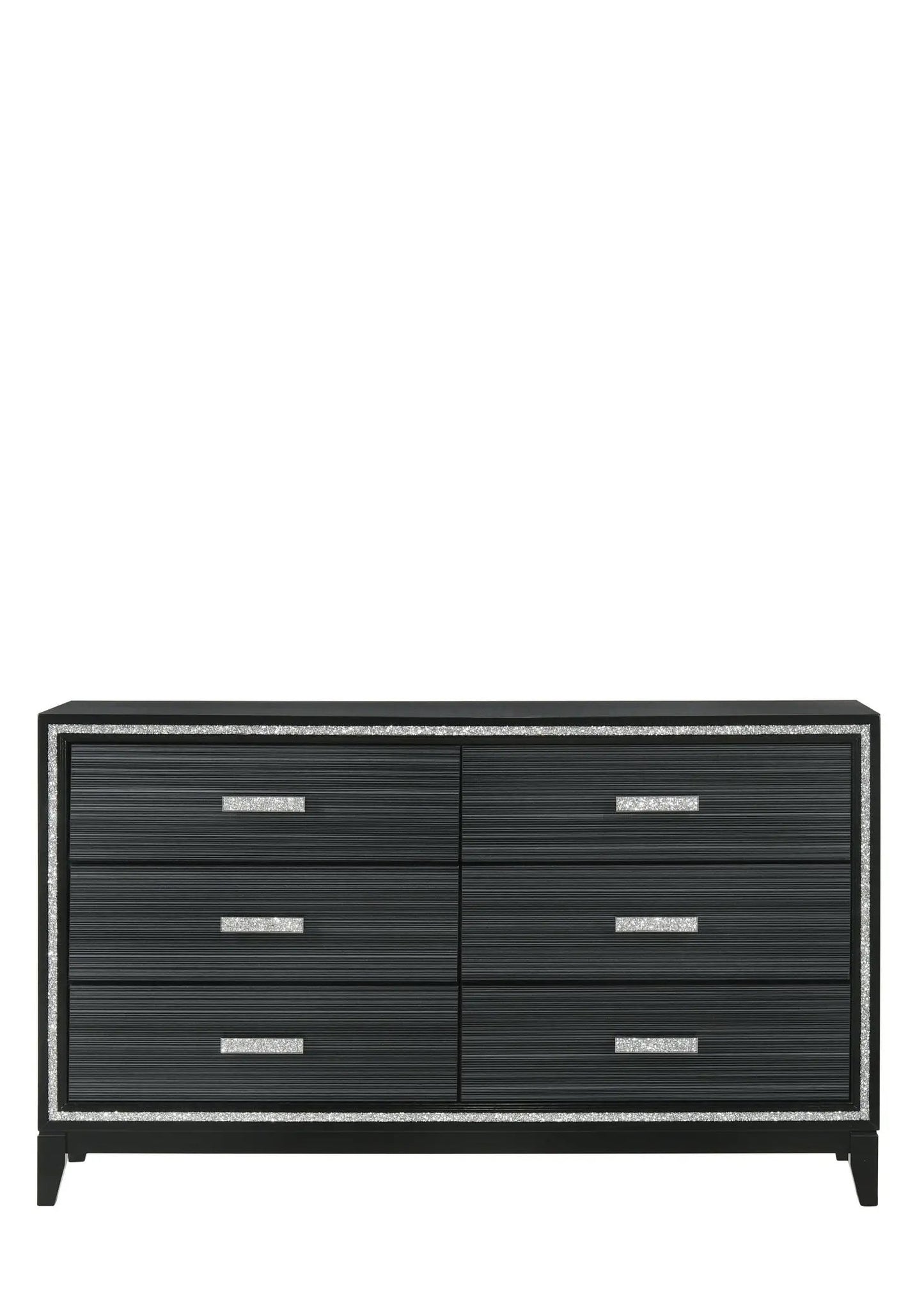 Haiden Dresser with Silver Trim Six Drawers