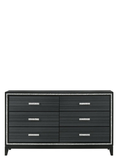 Haiden Dresser with Silver Trim Six Drawers