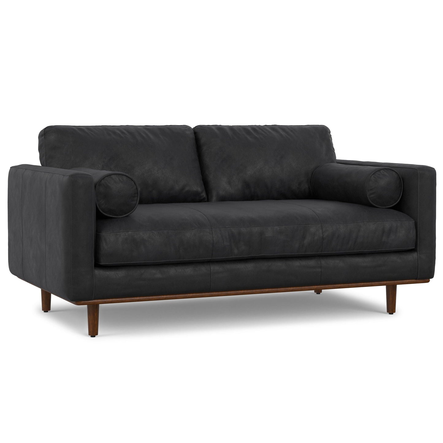 Morrison leather sofa by Unique Piece Furniture with black upholstery and wooden legs on Tampa Home & Garden Store