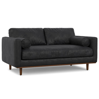 Morrison leather sofa by Unique Piece Furniture with black upholstery and wooden legs on Tampa Home & Garden Store