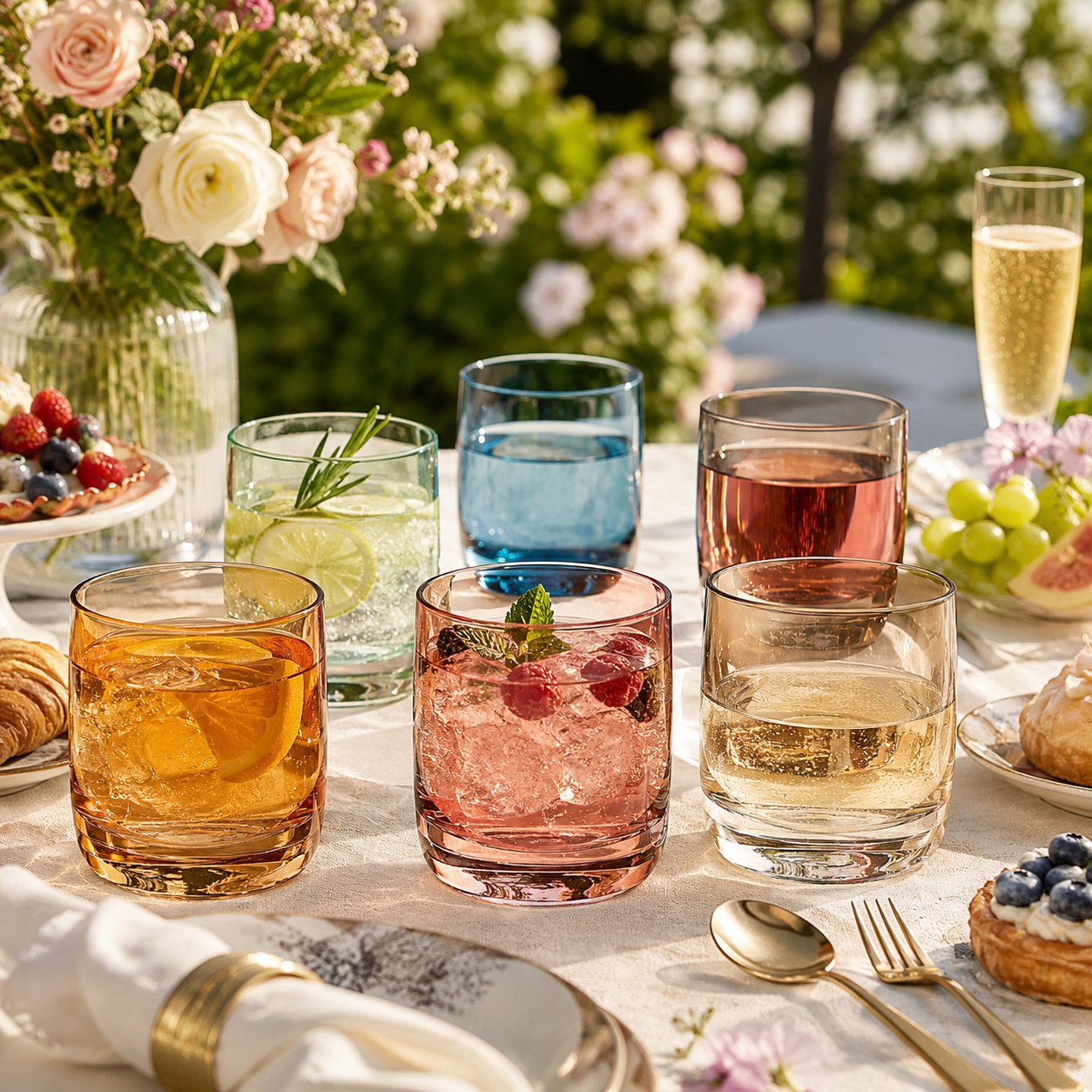 Six Tonal Lowball Whiskey Glasses For Daily Use
