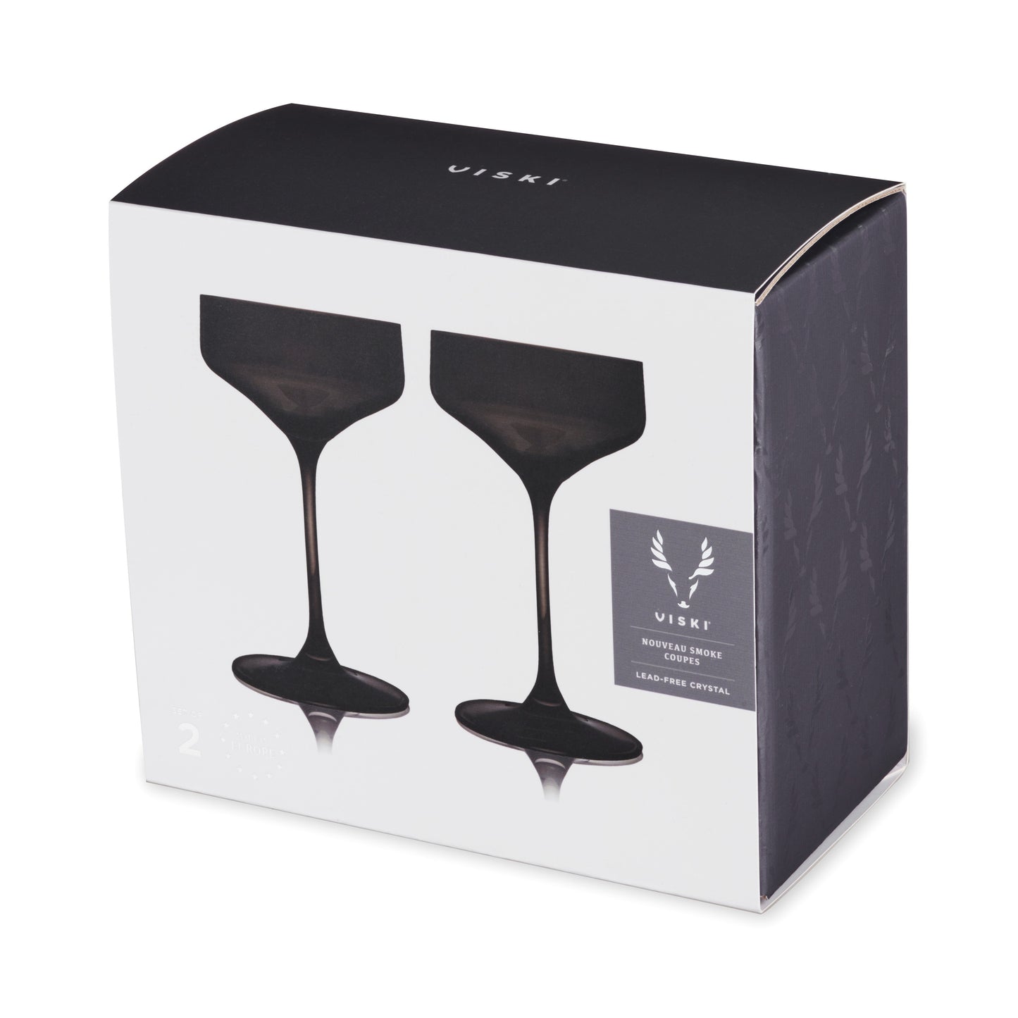 Smoke Grey Crystal Coupe Glasses Set of Two
