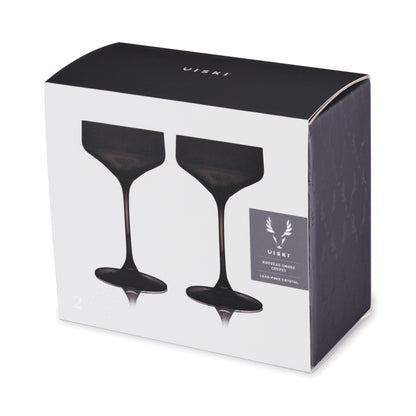Smoke Grey Crystal Coupe Glasses Set of Two