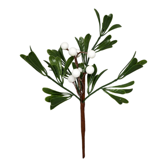 White Berry Mistletoe Pick - Tampa Home & Garden Store