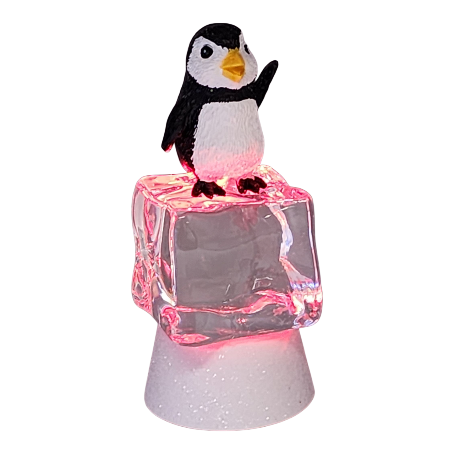 Penguin Christmas figurine on color-changing LED icecube base The Country Christmas Loft on Tampa Home & Garden Store