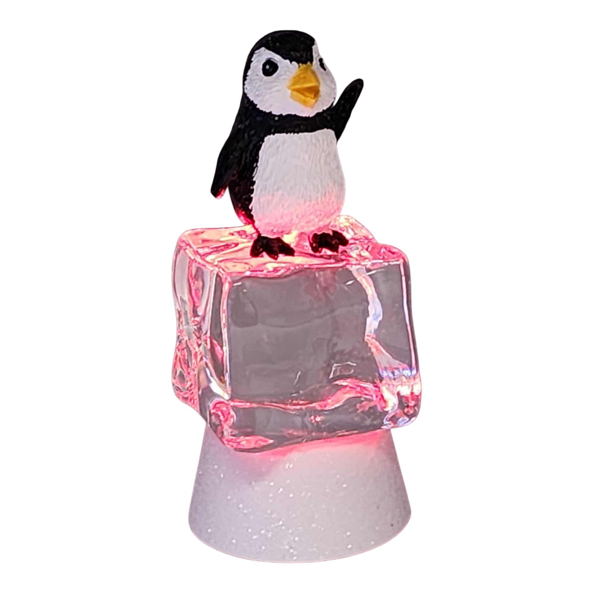 Penguin Christmas figurine on color-changing LED icecube base The Country Christmas Loft on Tampa Home & Garden Store