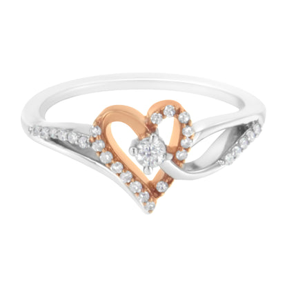 10K rose gold over sterling silver open heart cocktail ring with diamond pavé split shank on Tampa Home & Garden Store