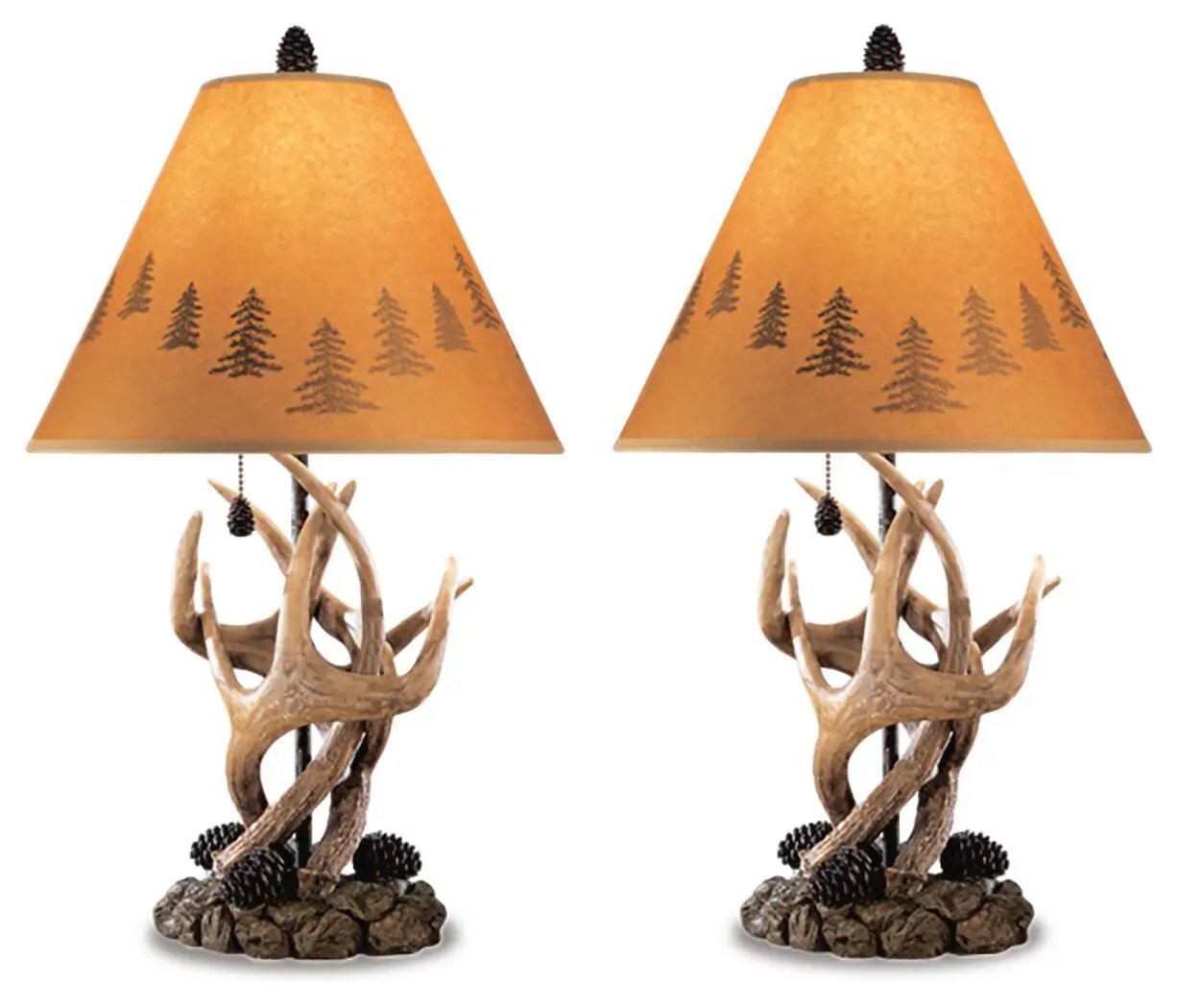 Derek Poly Table Lamp Set of 2 in Brown Finish