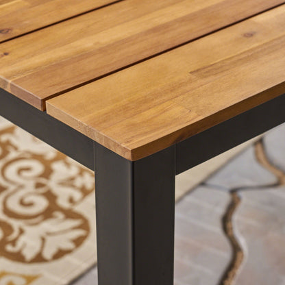 Acacia Wood Outdoor Dining Table and Iron Legs