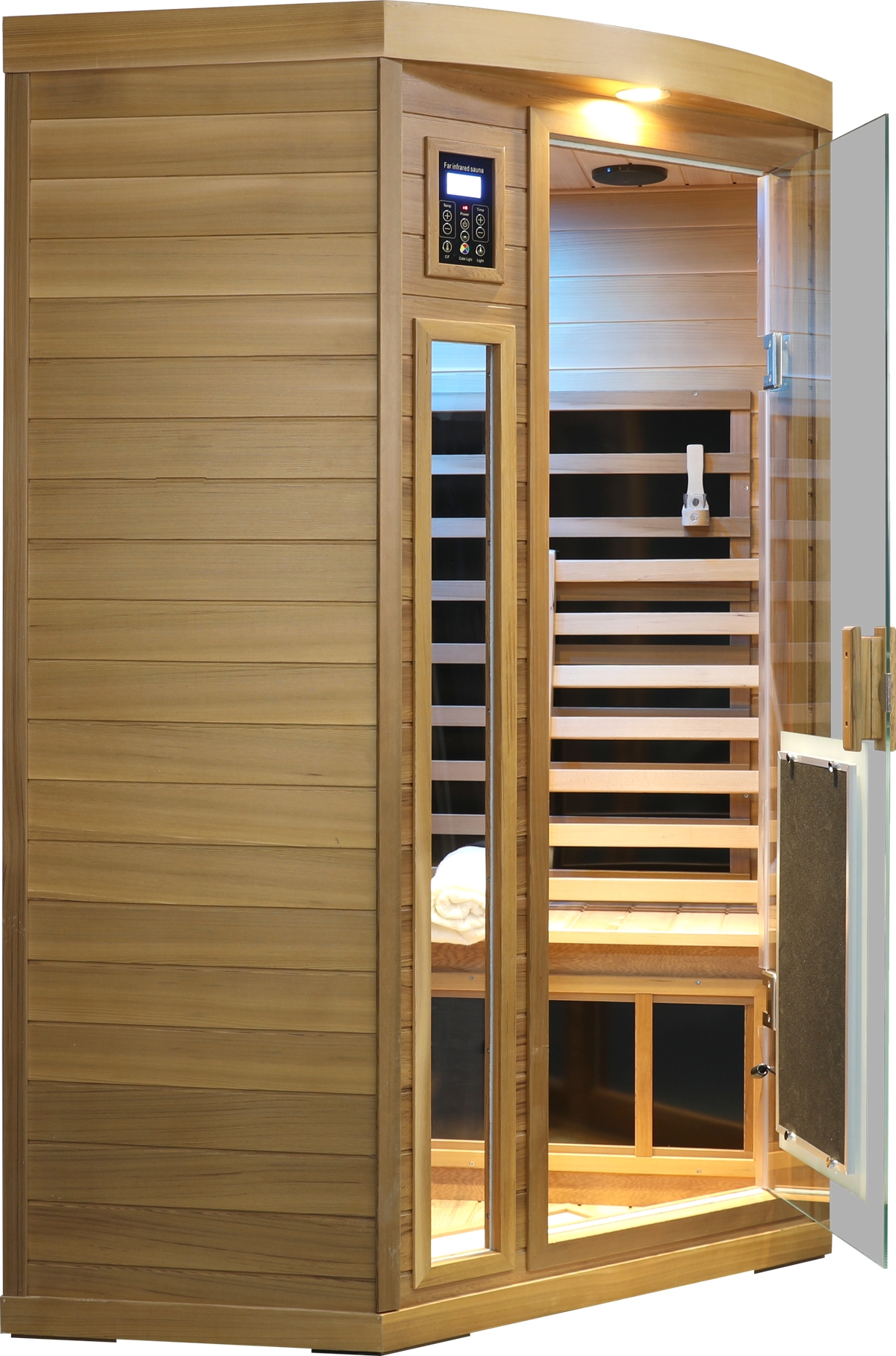 Low EMF far infrared 2-person sauna, red cedar, LCD touch control, glass door, HouseOfZazla on Tampa Home & Garden Store