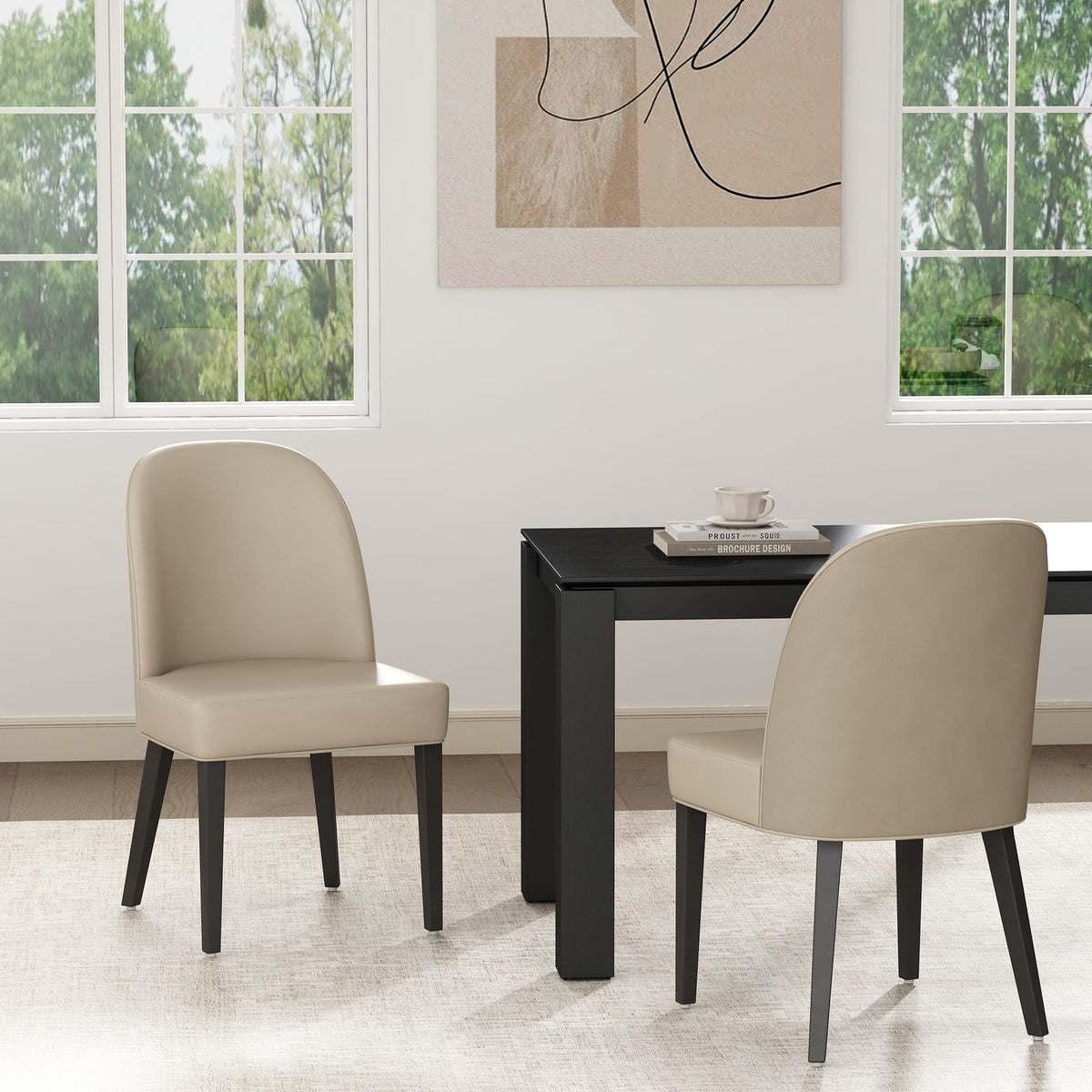 Dining chair set of 2 with beige upholstery and beech wood frame by HouseOfZazla on Tampa Home & Garden Store
