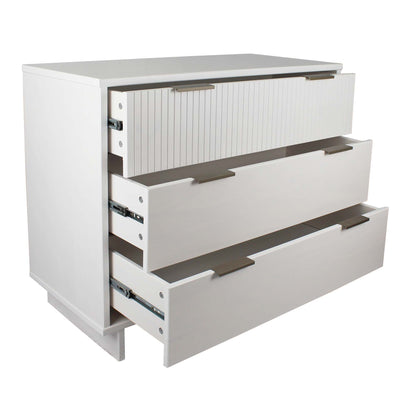 Solid wood 3-drawer dresser with ribbed fronts in white by HouseOfZazla on Tampa Home & Garden Store