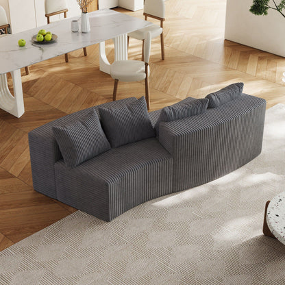 Curved Modular Sectional Sofa and Four Pillows