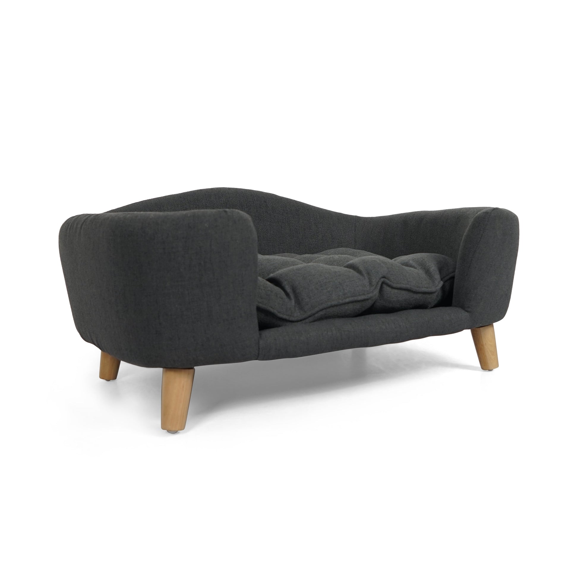 Elevated Dog Bed Frame for Small Dogs in charcoal fabric with rubberwood legs HouseOfZazla on Tampa Home & Garden Store