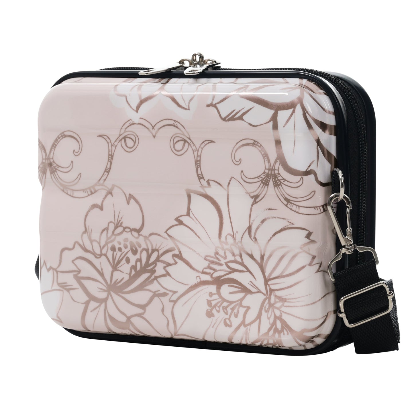 GigaTech 5-piece PC+ABS hardside luggage set, beige floral pattern with black trim on Tampa Home & Garden Store