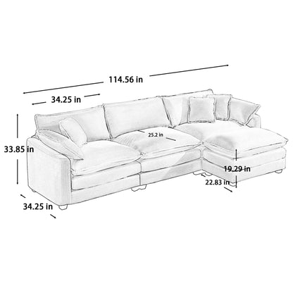 Modern Oversized Modular Cushion Sofa With Ottoman, low back 2pc set HouseOfZazla on Tampa Home & Garden Store