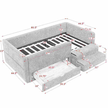 Sturdy Wood Kids Bed with Guardrails and Storage