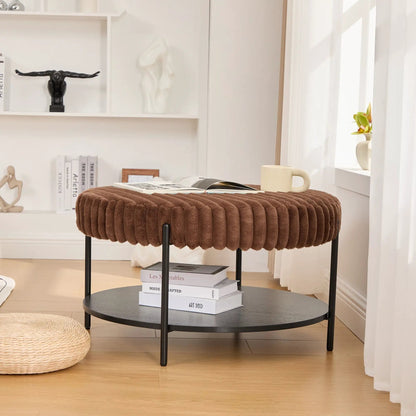 Modern Upholstered Round Ottoman Coffee Table